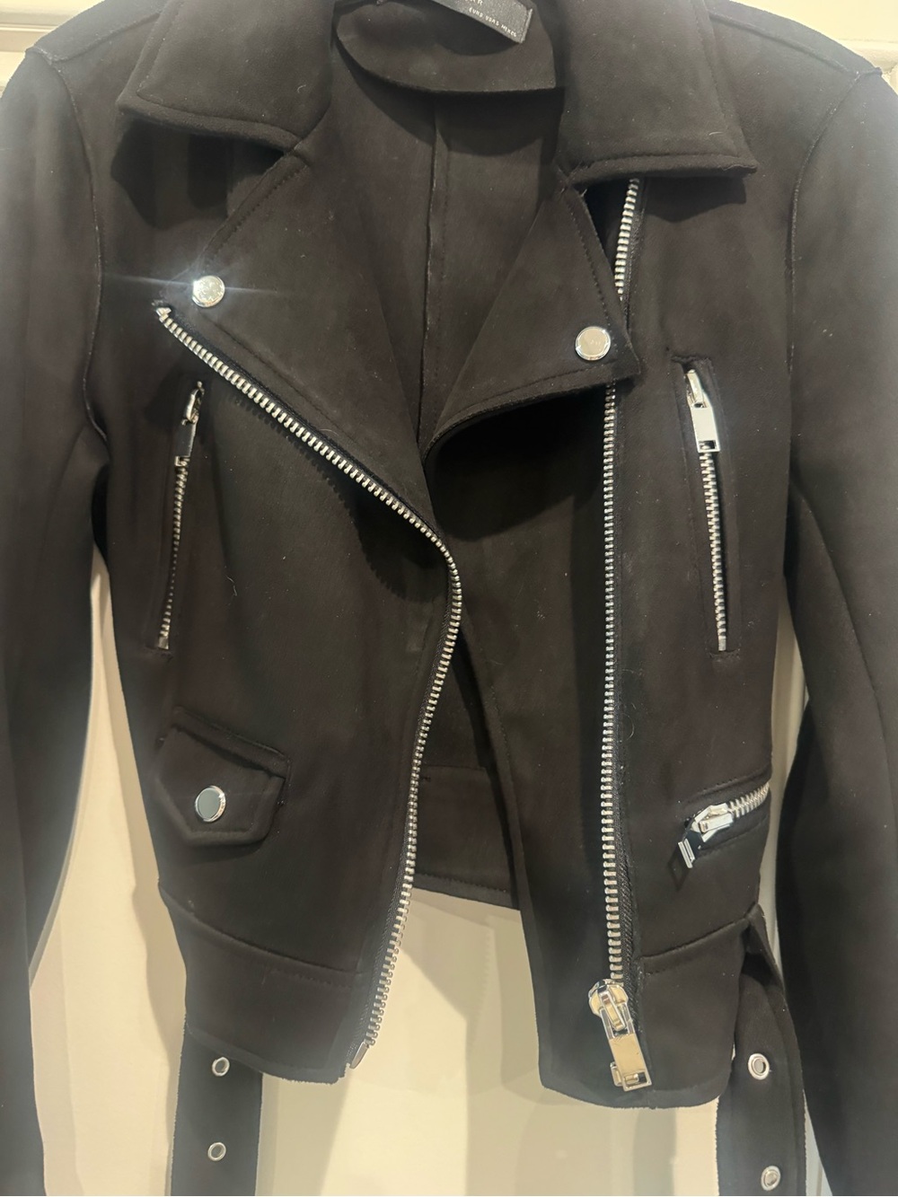 Women’s Faux Black Suede Moto Jacket